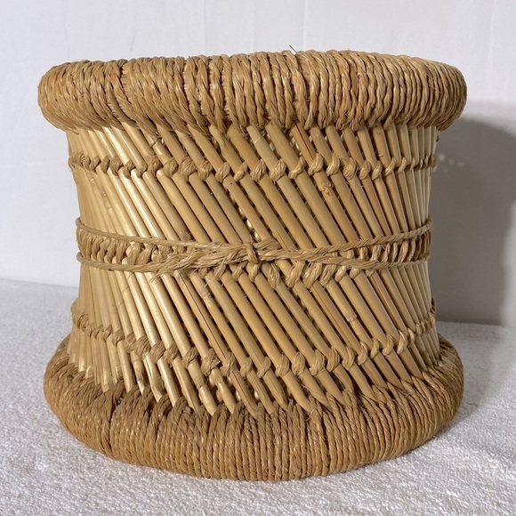 Vintage Bamboo & Jute Woven Planter Basket - Picture 8 of 15